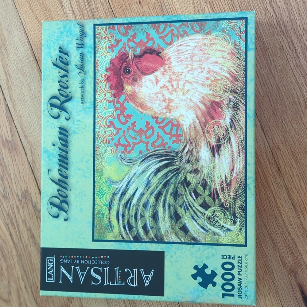 LANG Art·Itisan Bohemian Rooster 1000-Piece Jigsaw Puzzle - Turquoise & Red